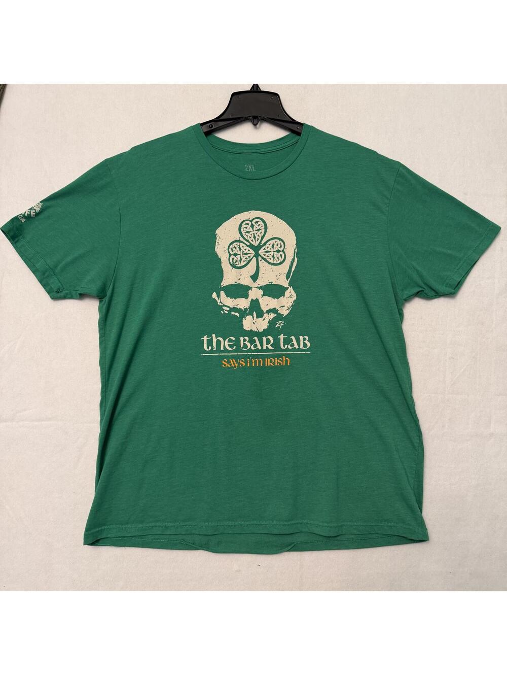 Zero Foxtrot T-Shirt Size 2XL Afterlife Club "The Bar Tab Says I'm Irish" FLAWS
